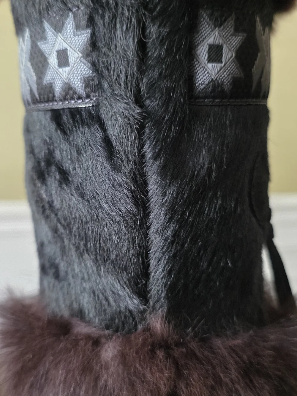 Vintage Tecnica Skandia Black Cowhide Fur Boots Italy EU 36 / US 5